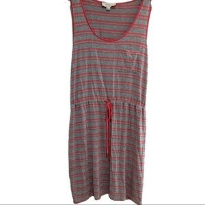 OLIVE & oak striped Tank Dress Casual summer sleeveless grey & coral size large